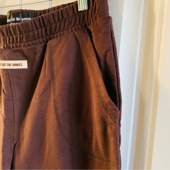 Don’t Eat the Homies Chocolate Brown Wide Leg Elastic Waist Cozy Sweatpants | XL - Picture 4 of 5